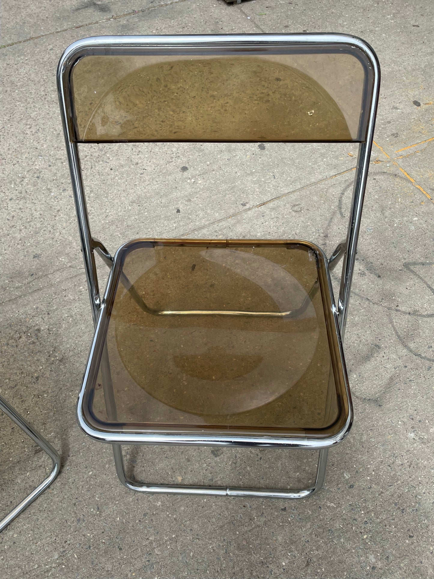 Pair of Smoked Lucite Folding Chairs