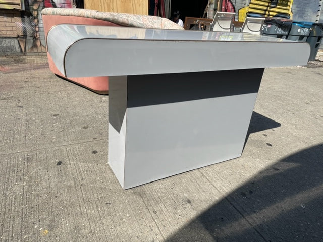 Postmodernist Grey Laminate Console Table with Gold Trim