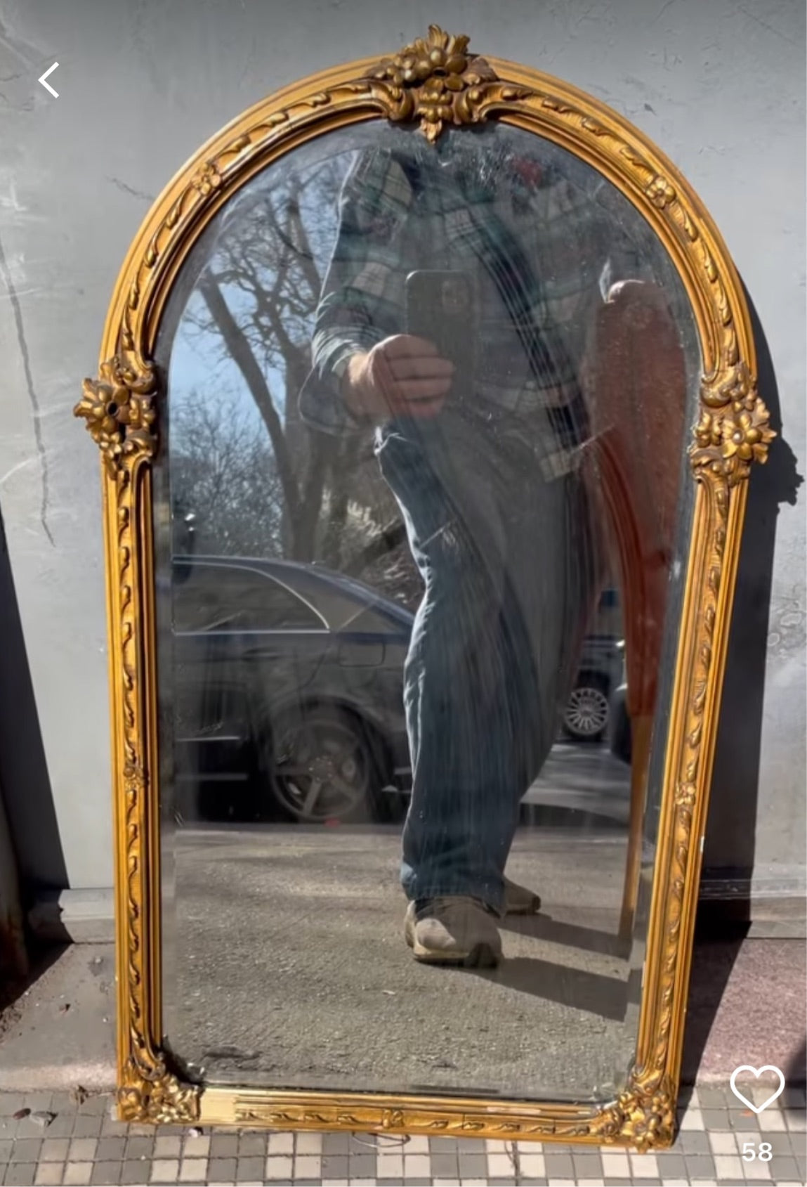 Small Gold Antique Archway Shaped Mirror