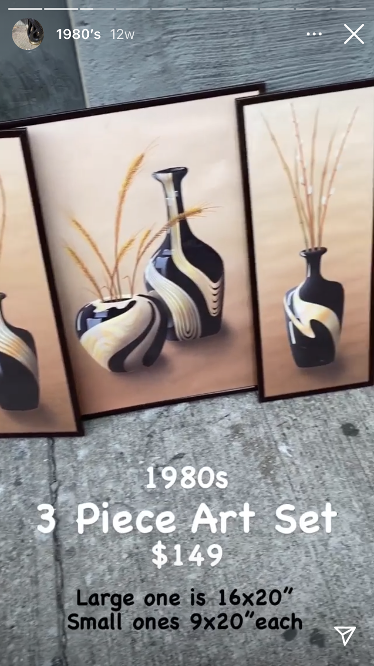 Triptych Vase Art  1980s