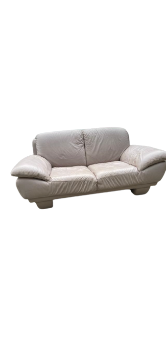 Pink Leather Italian Love Seat By Natuzzi