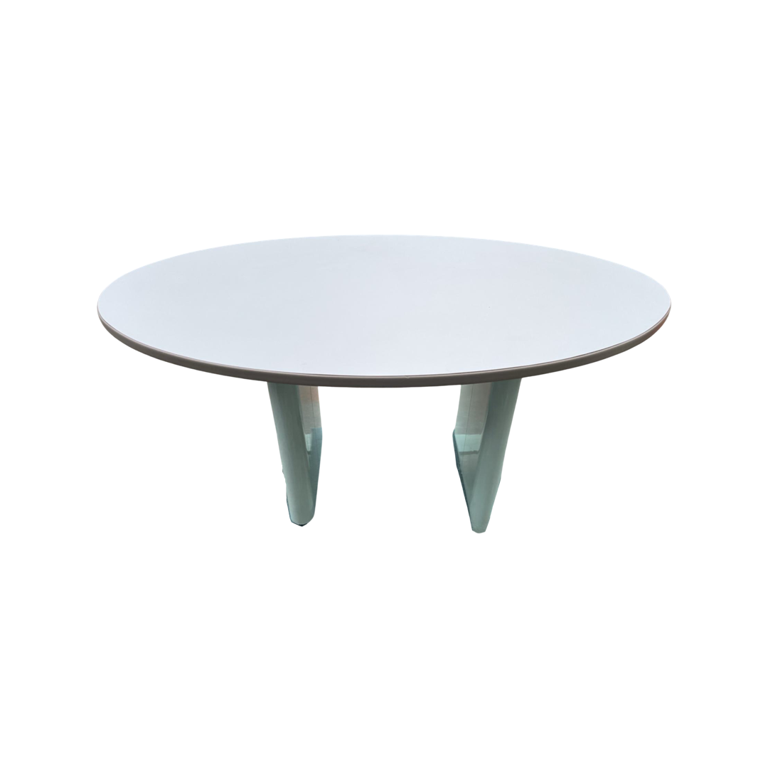 Oval Postmodern Dining Table with Mint Colored Base