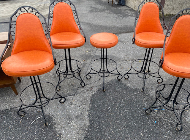 Orange Swivel Bar Stools Arthur Umanoff