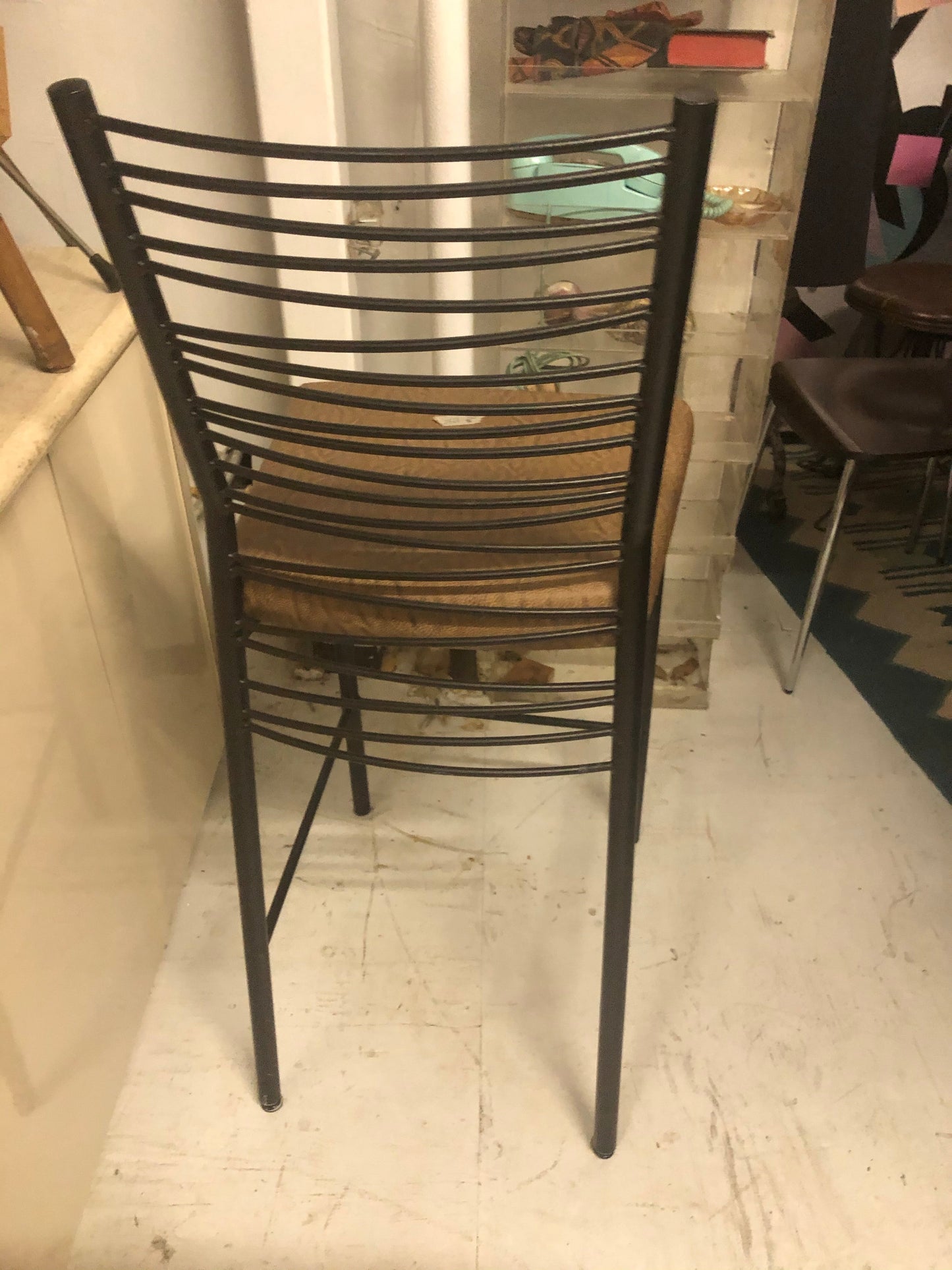 Pairs of Bar Height Metal High Back Stools