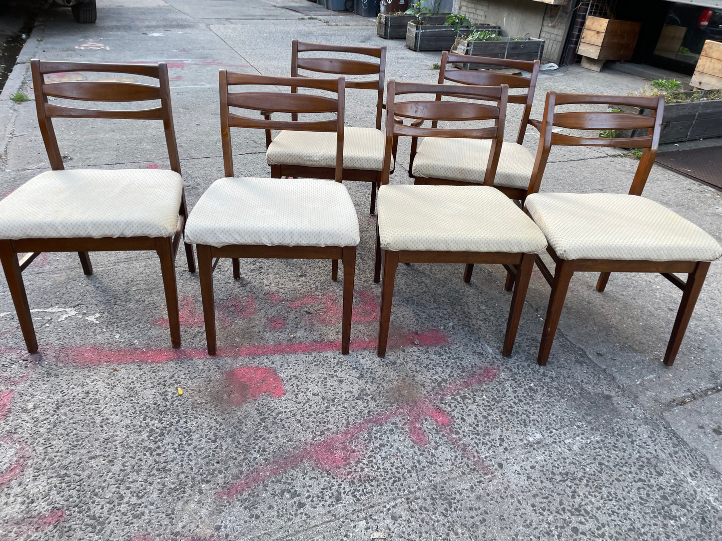 Rectangle Mid Century Modern Dining Table and Cat Eye Mid-Century Modern Dining Chairs (6 Chairs Available Table and Chairs Sold Separately)