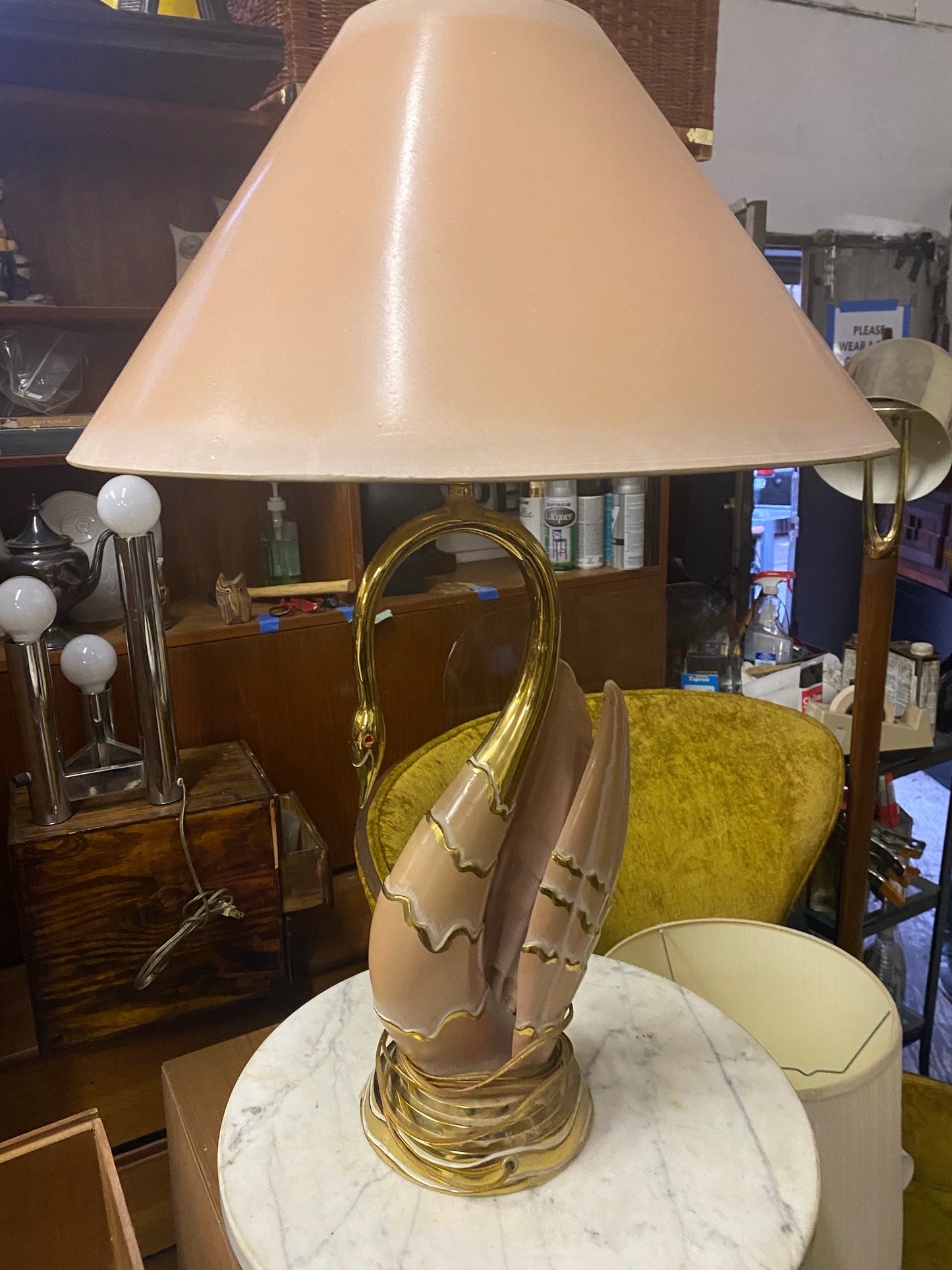 Postmodern Pink Swan Table Lamp by ”Beth Weissman”