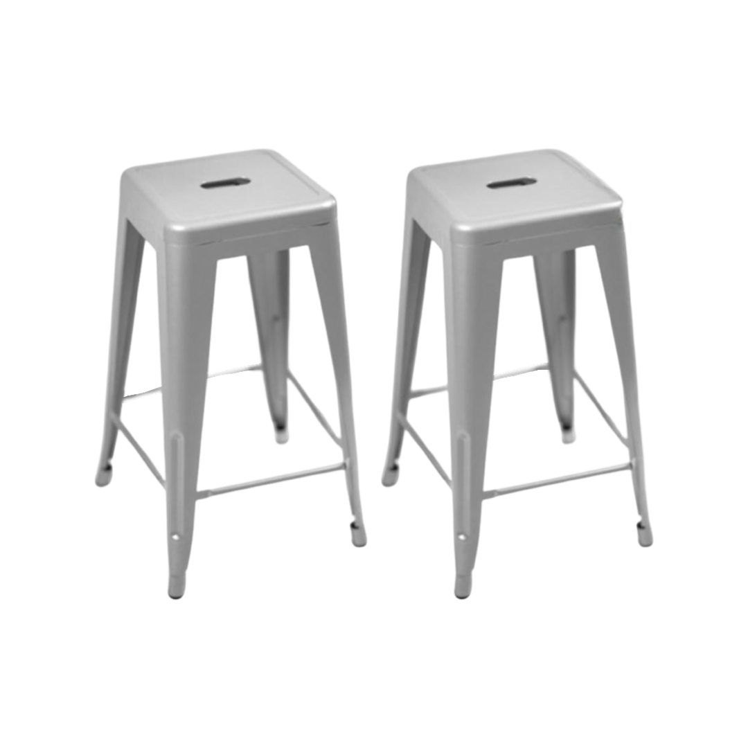 Pairs of White and Off White Metal Indoor/Outdoor Stackable Bistro Bar Stools (Multiple Available)