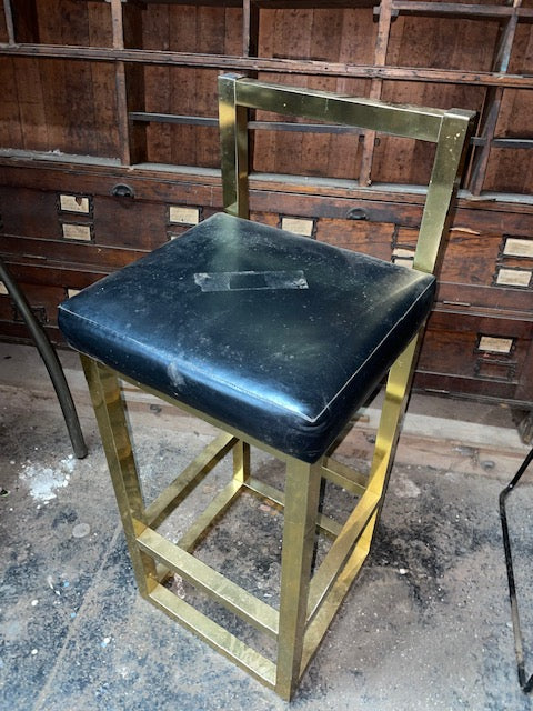 Hollywood Regency Gold And Black Single Bar Stool