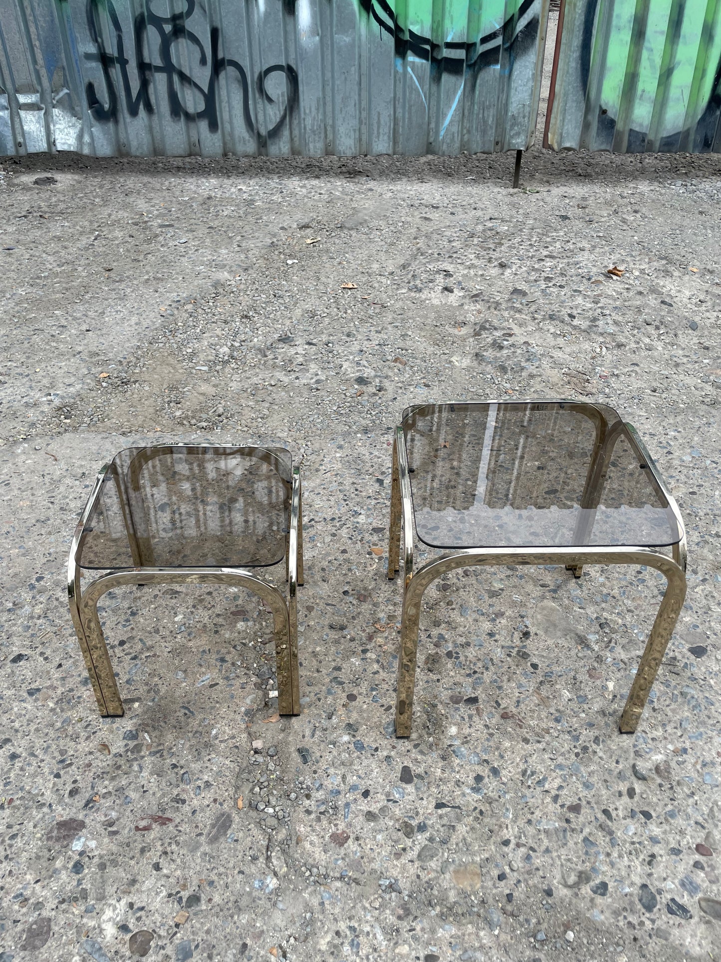 Small Chrome and Glass Nesting Tables in the Style of Marcel Breuer