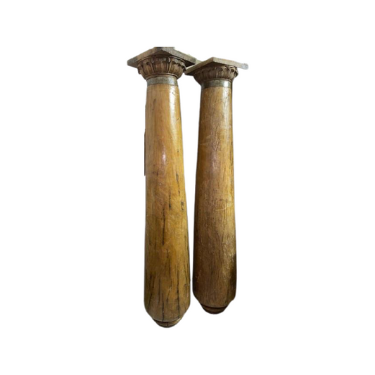 Pair of Antique Wood Column