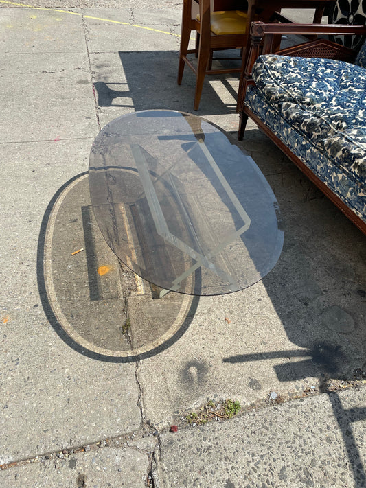 Smoked Glass Oval Coffee Table