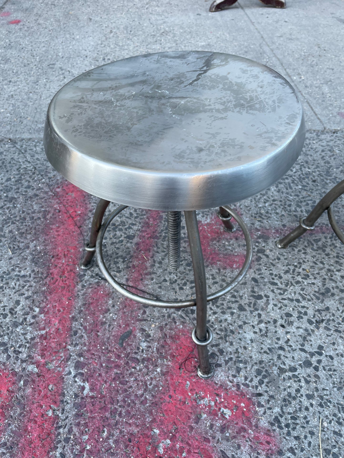 Pair of Adjustable Metal Industrial Studio Stools