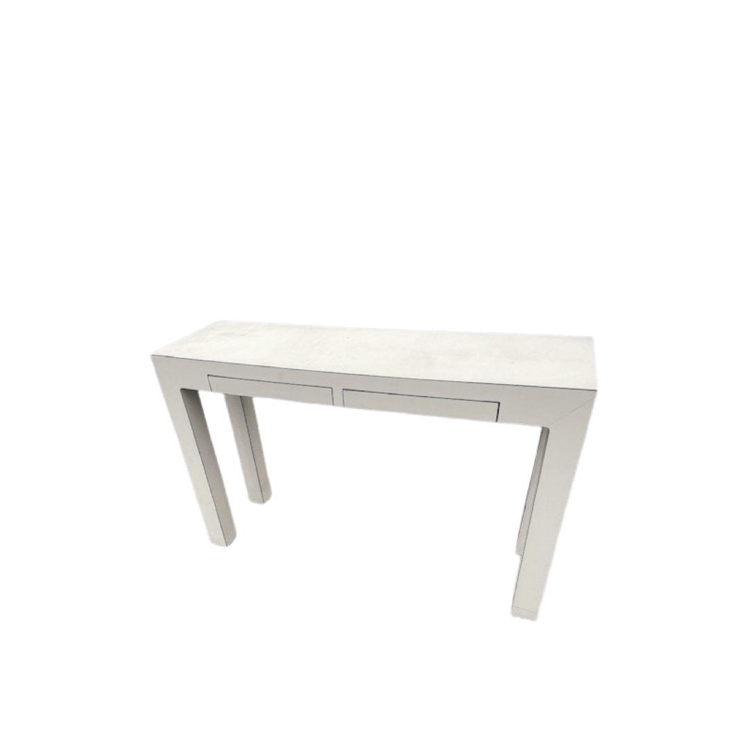 Postmodern White Console Table with 2 Drawers