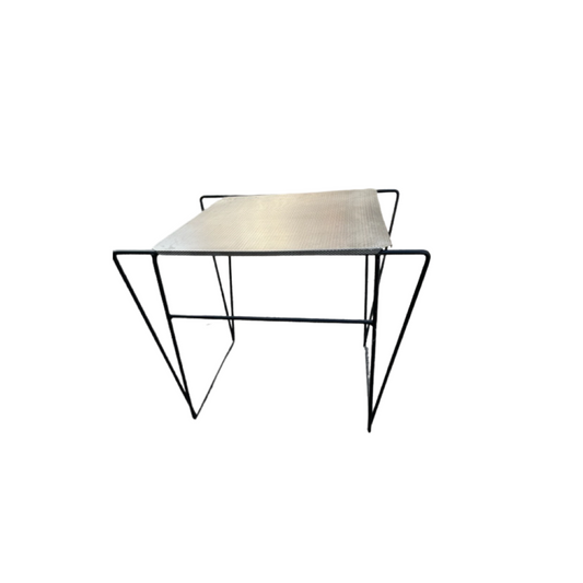 Vintage Side Table  Willy Van Der Meeren Style with Perforated Metal Top