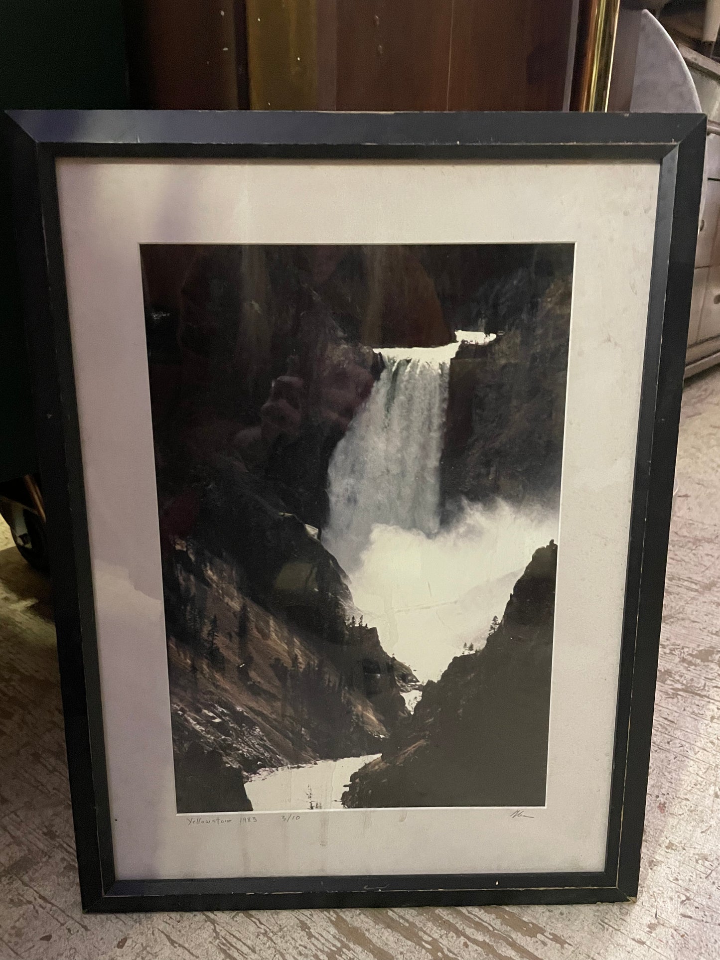 Framed Photograph Of Waterfall in Yellowstone Signed and Numbered 3/10