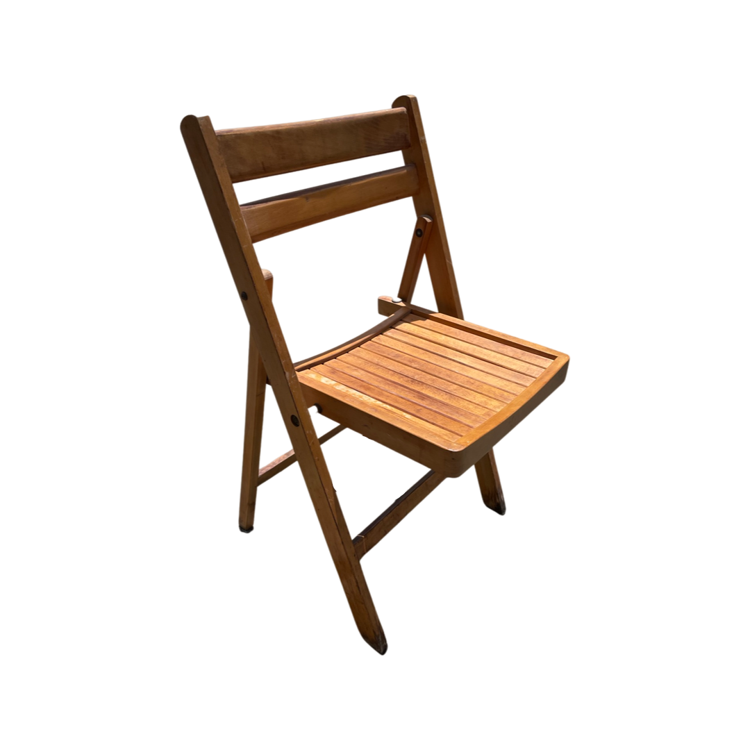 Medium Dark Wood Slatted Dining Chairs (Priced Individually)