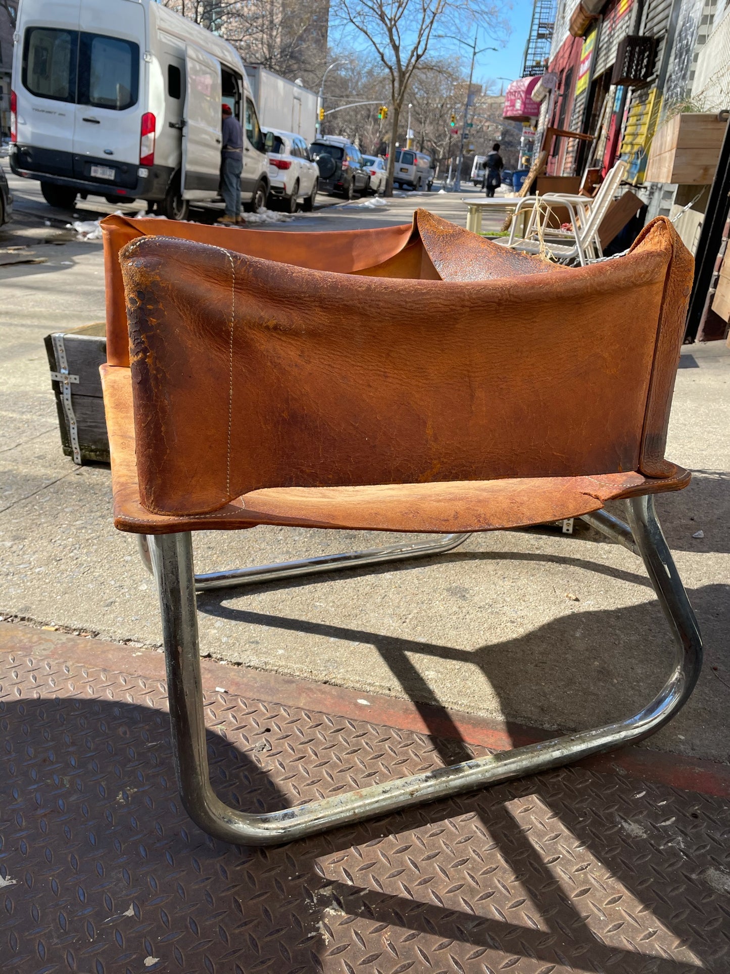 Rodney Kinsman Style Tubular Leather Sling Chair