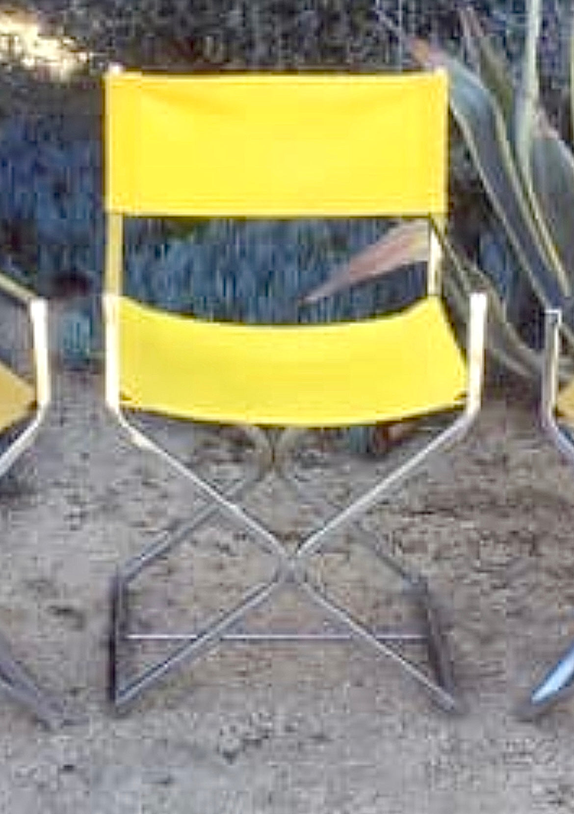 Yellow and Chrome Directors Chair