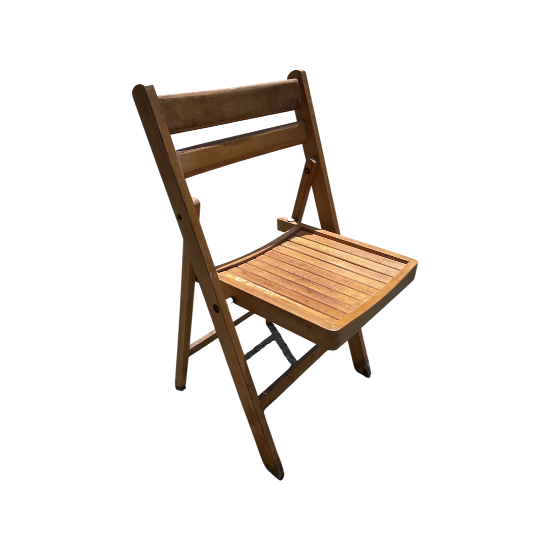 Medium Dark Wood Slatted Dining Chairs (Priced Individually)