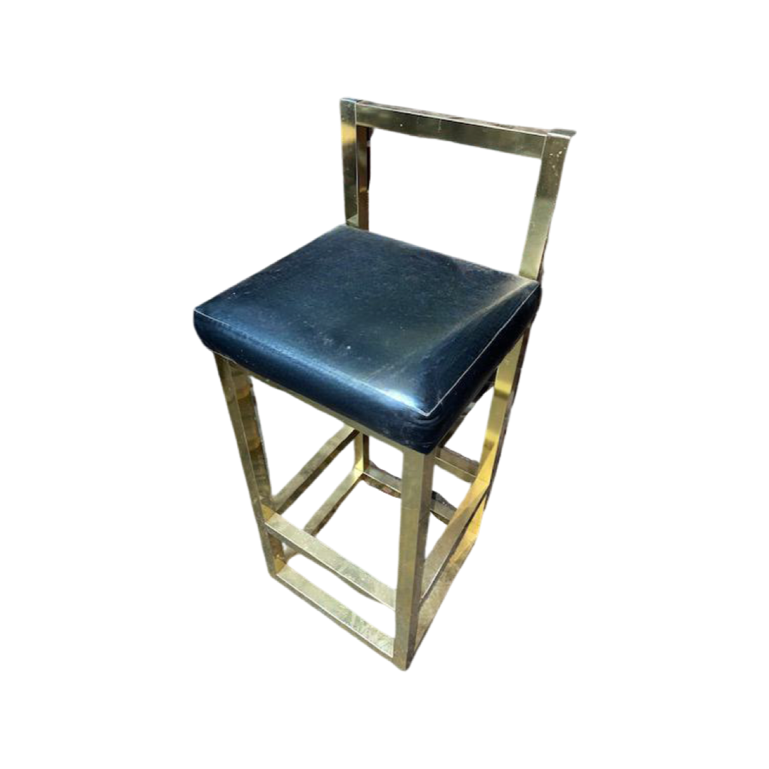 Hollywood Regency Gold And Black Single Bar Stool