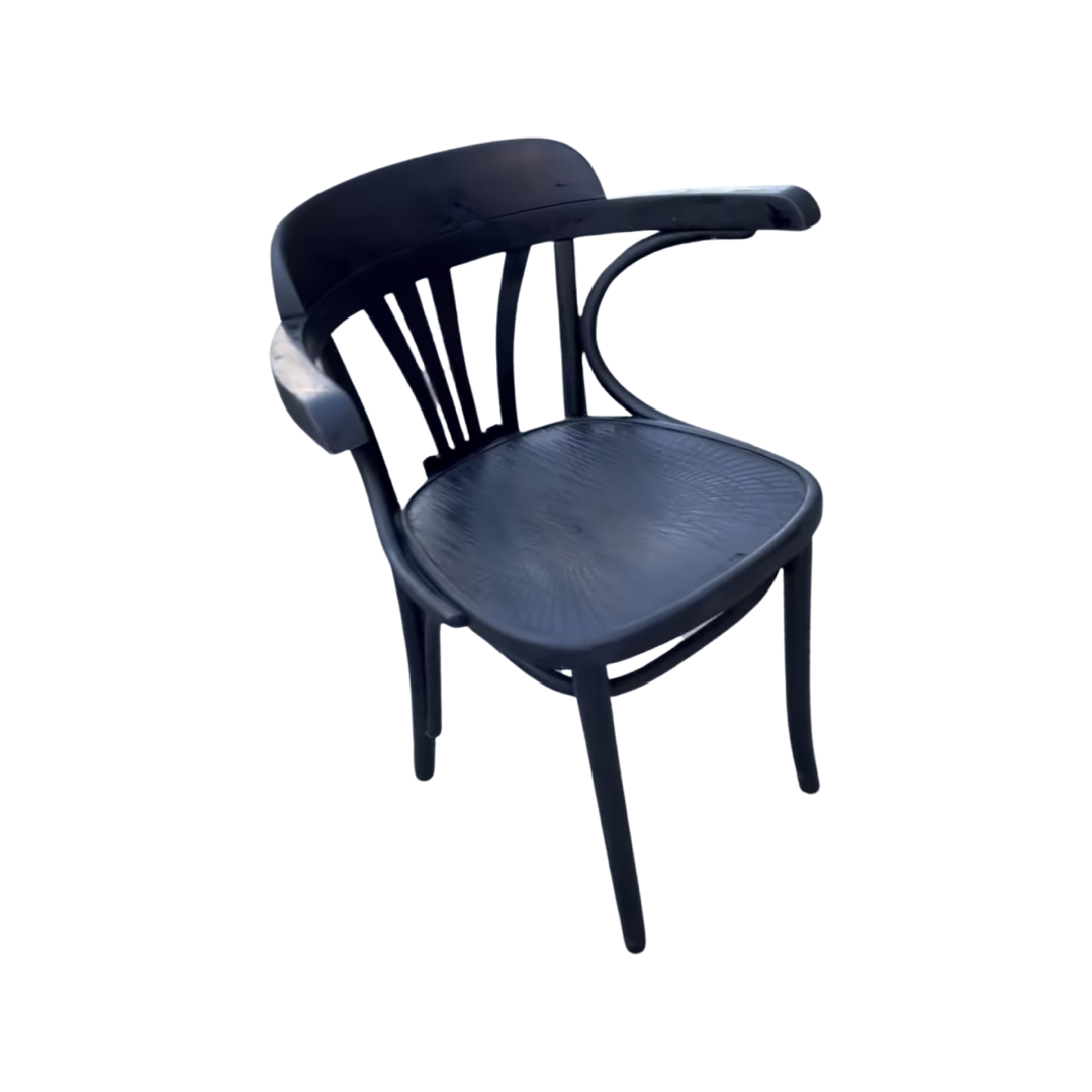 Single Black Painted Wood Thonet Armchair