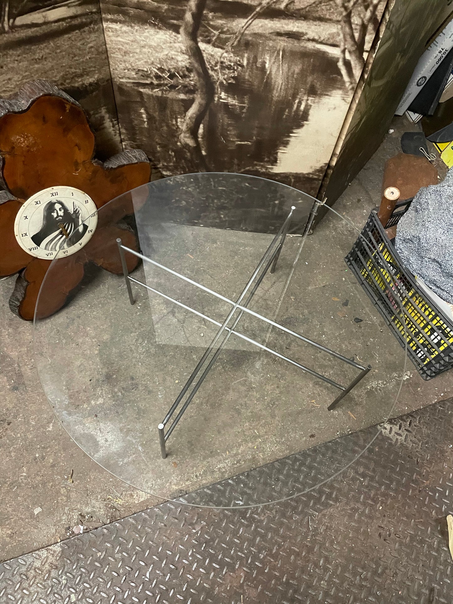 Round Minimalist Glass Coffee Table