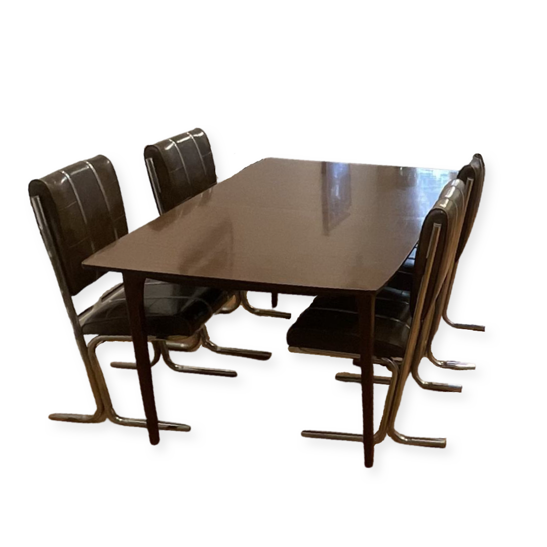 Rectangle Mid Century Modern Dining Table and Cat Eye Mid-Century Modern Dining Chairs (6 Chairs Available Table and Chairs Sold Separately)