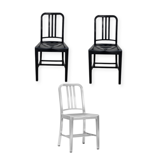 Black & Silver Emeco Navy Chairs Signed (Pair Available Priced Individually)