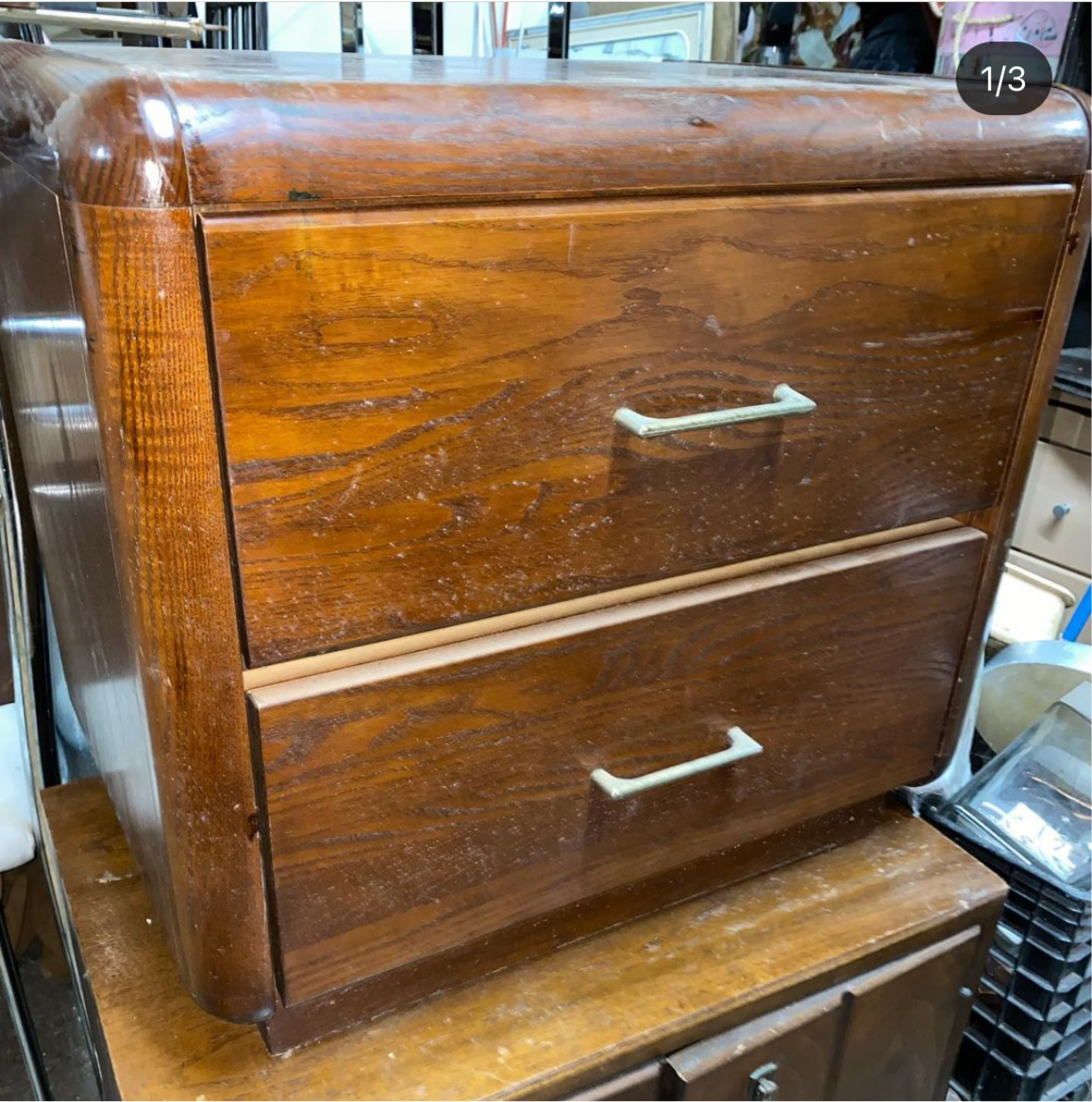 Rounded Wood 2 Drawer Nightstand By Mobilier National Furniture