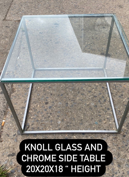 Knoll Chrome and Glass Cube Low Profile Coffee Table