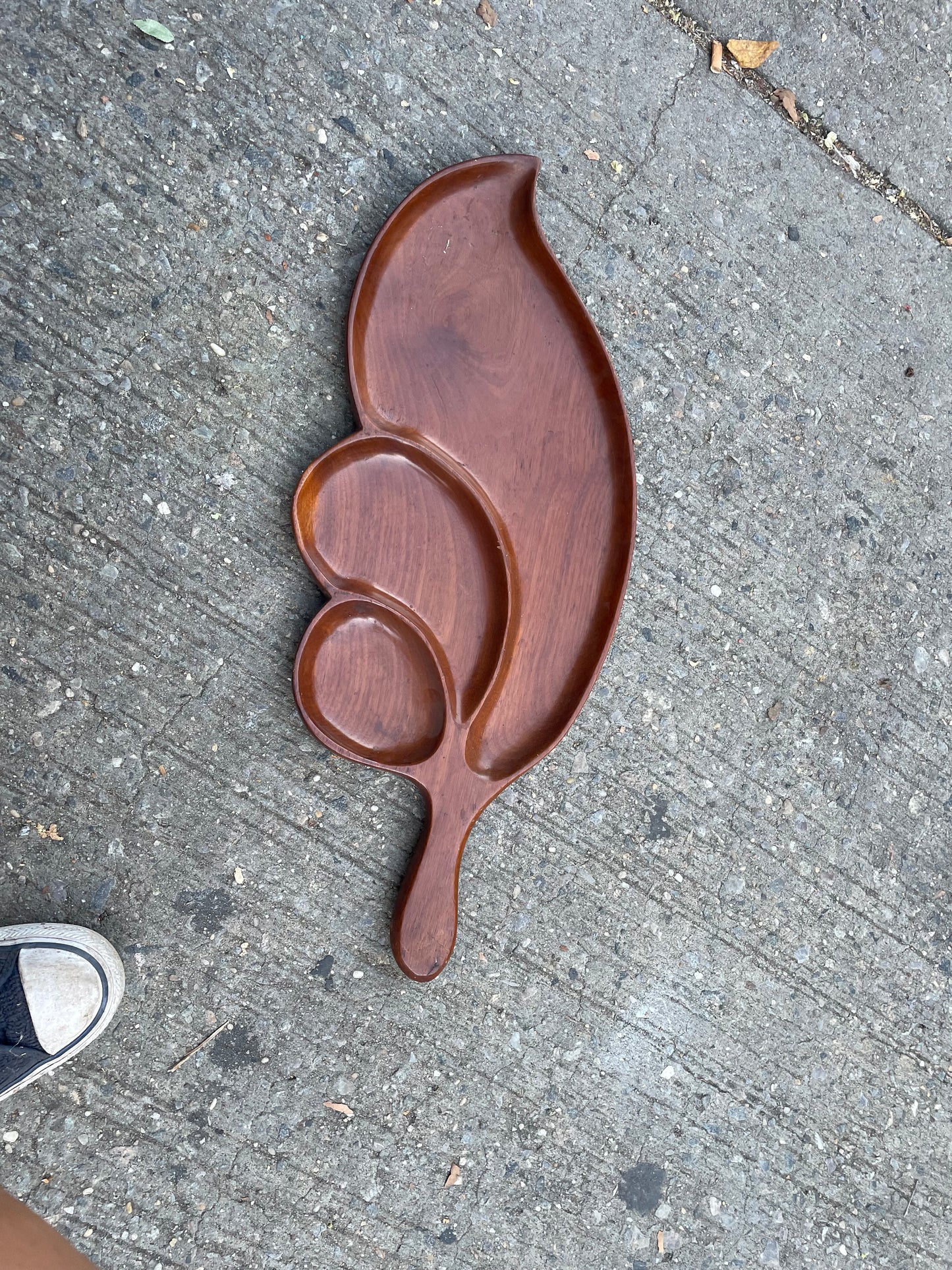 MCM Teak Leaf Serving Platter Made in Cuba