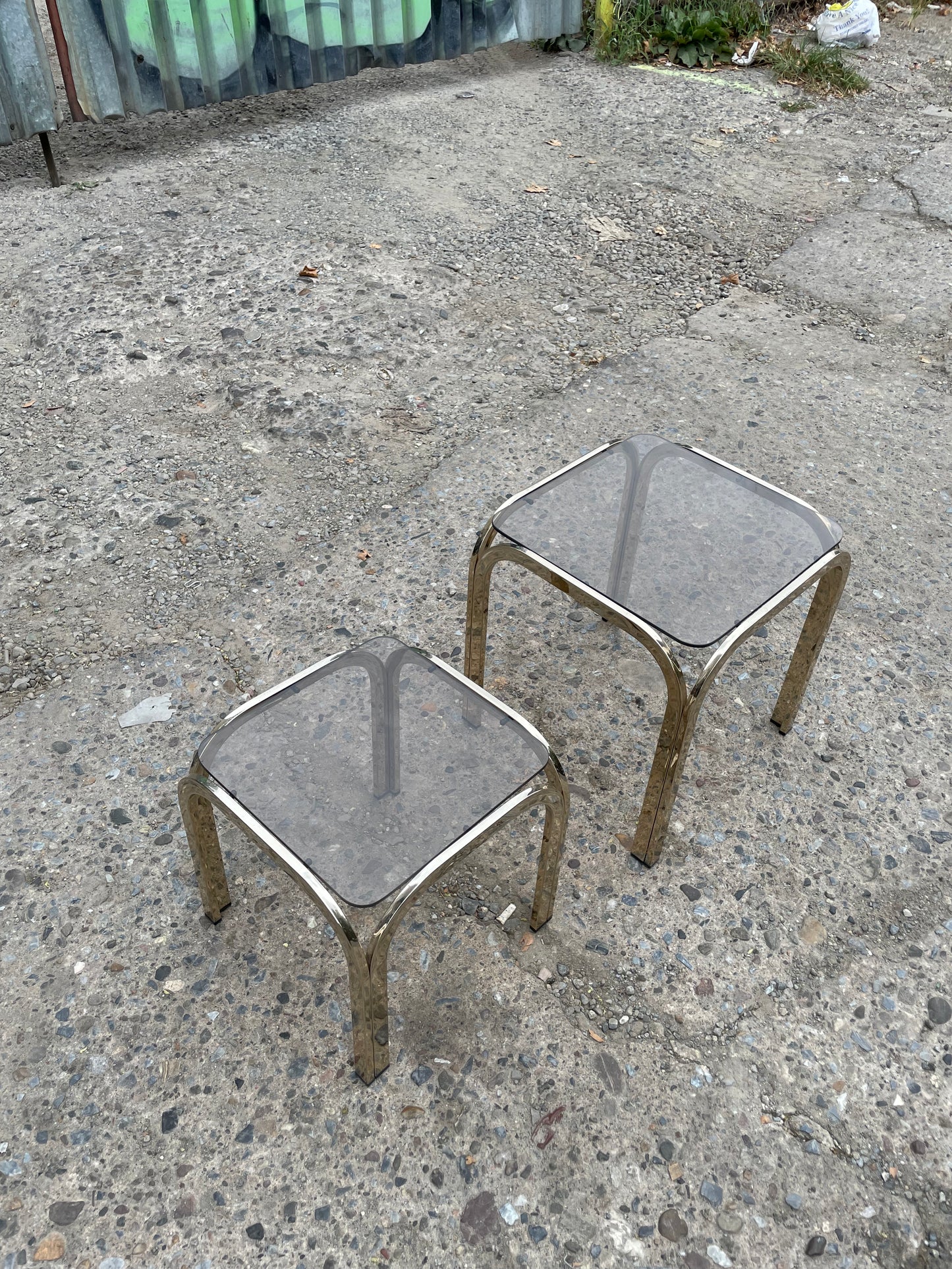 Small Chrome and Glass Nesting Tables in the Style of Marcel Breuer