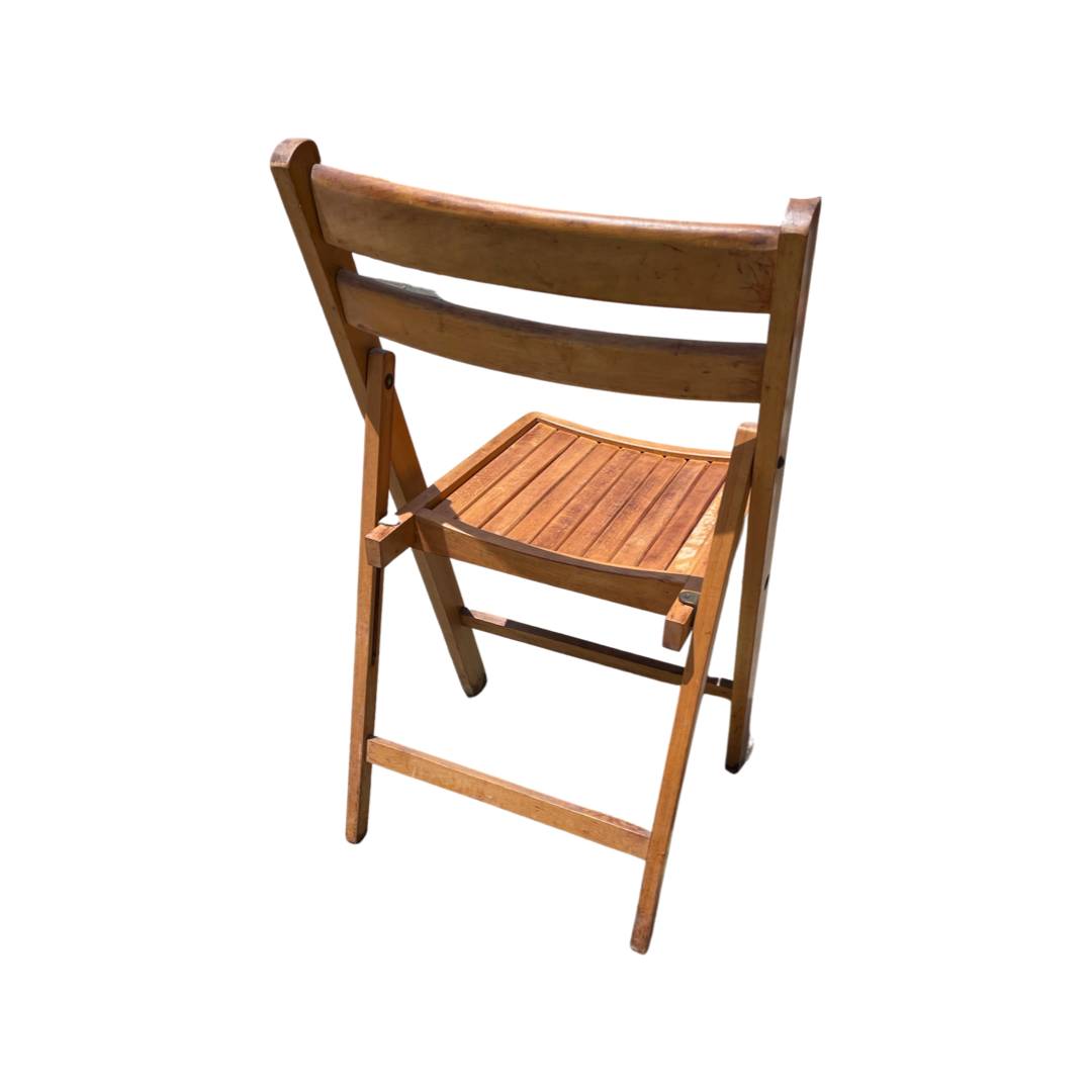 Medium Dark Wood Slatted Dining Chairs (Priced Individually)