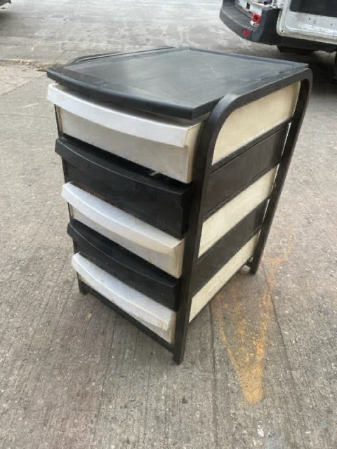 Black and White Small Vintage Storage Art Bin