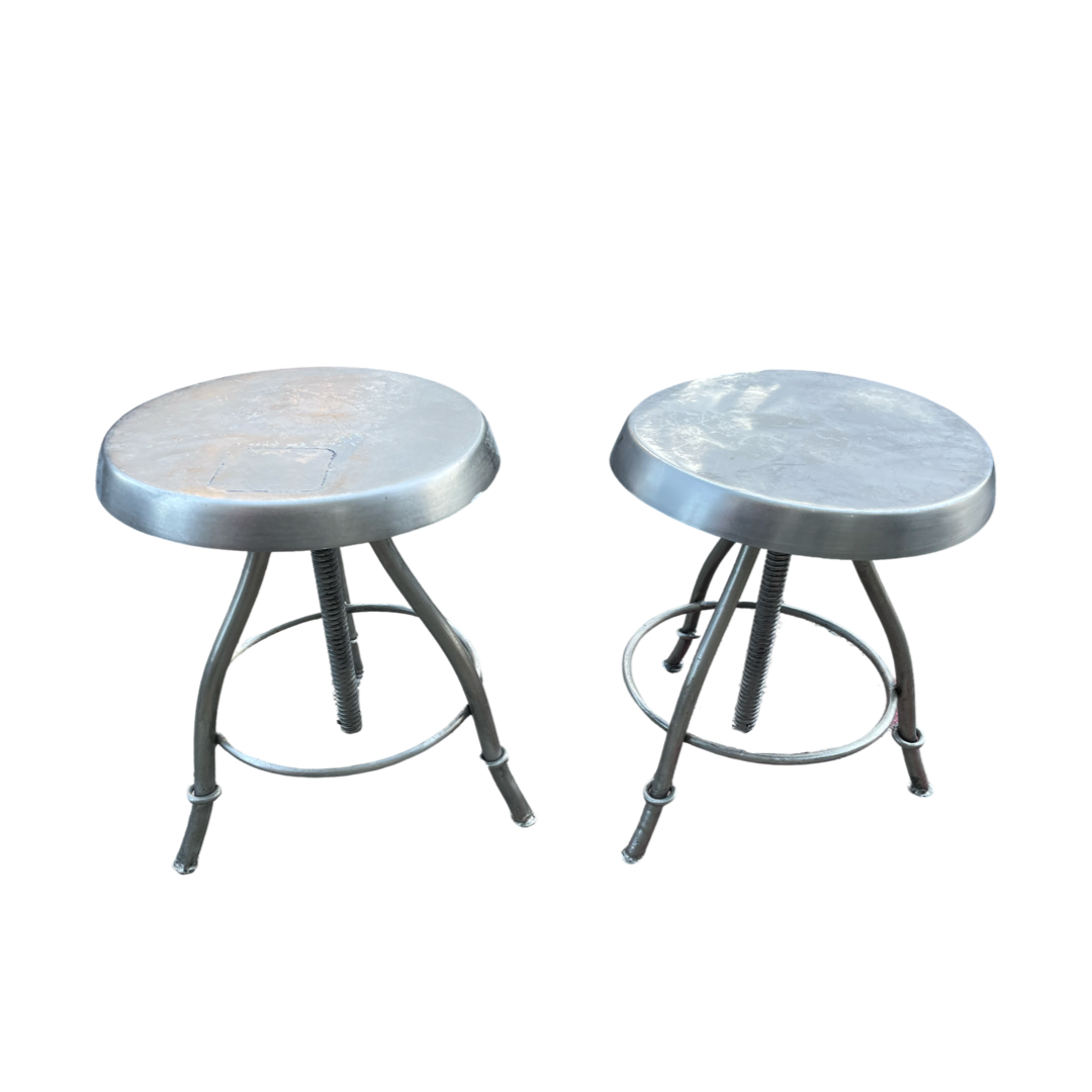 Pair of Adjustable Metal Industrial Studio Stools