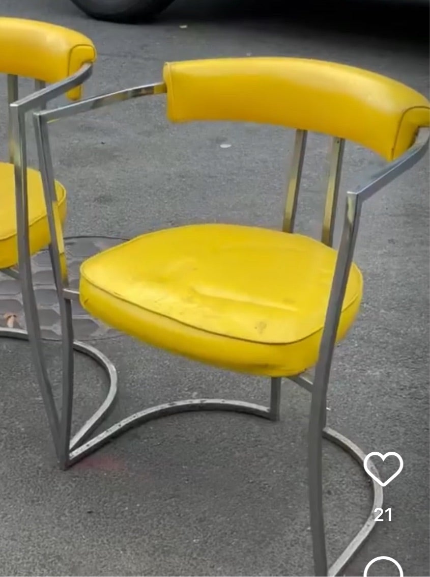 Yellow and Chrome Directors Chair