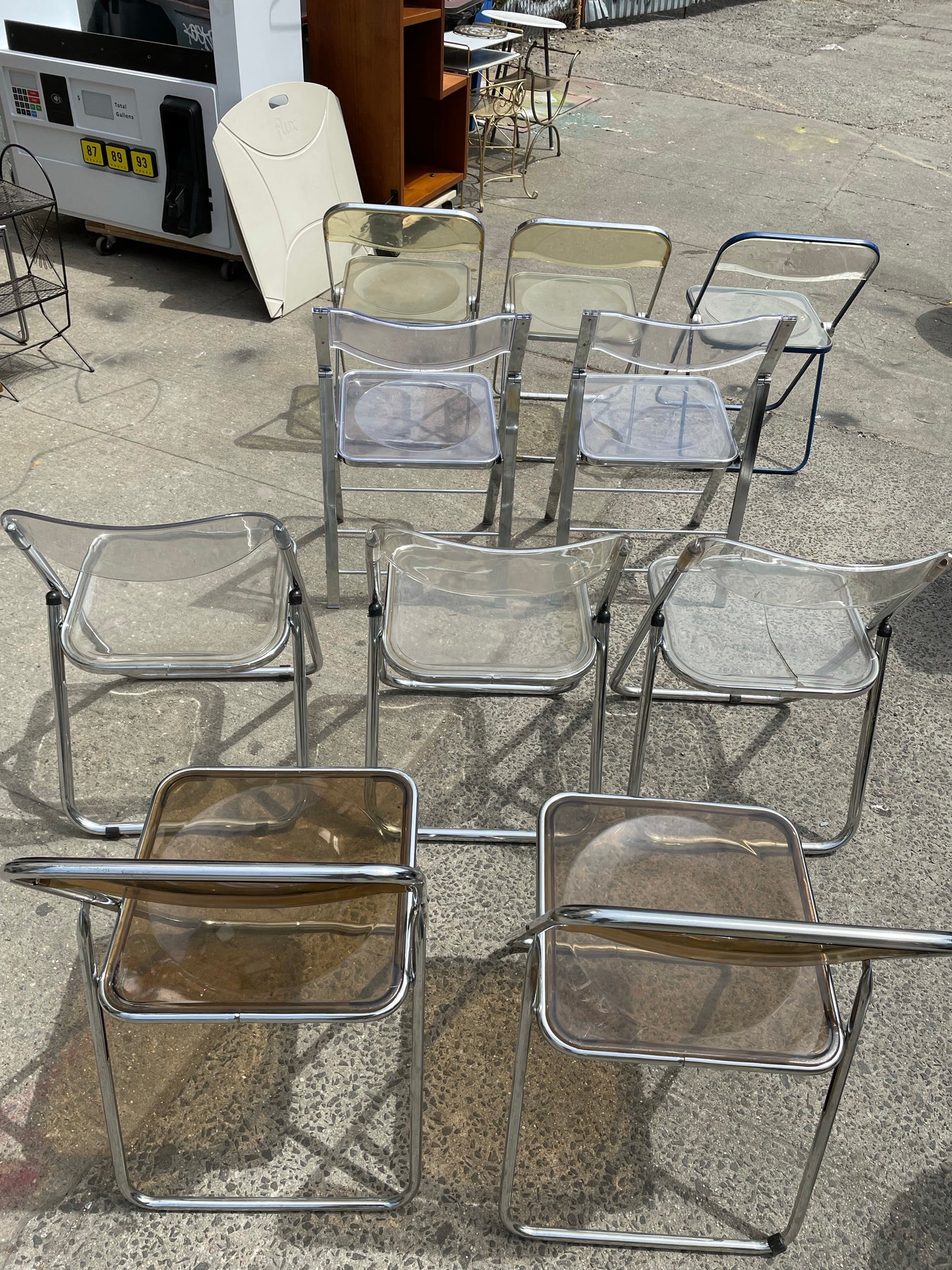 Pair of Smoked Lucite Folding Chairs