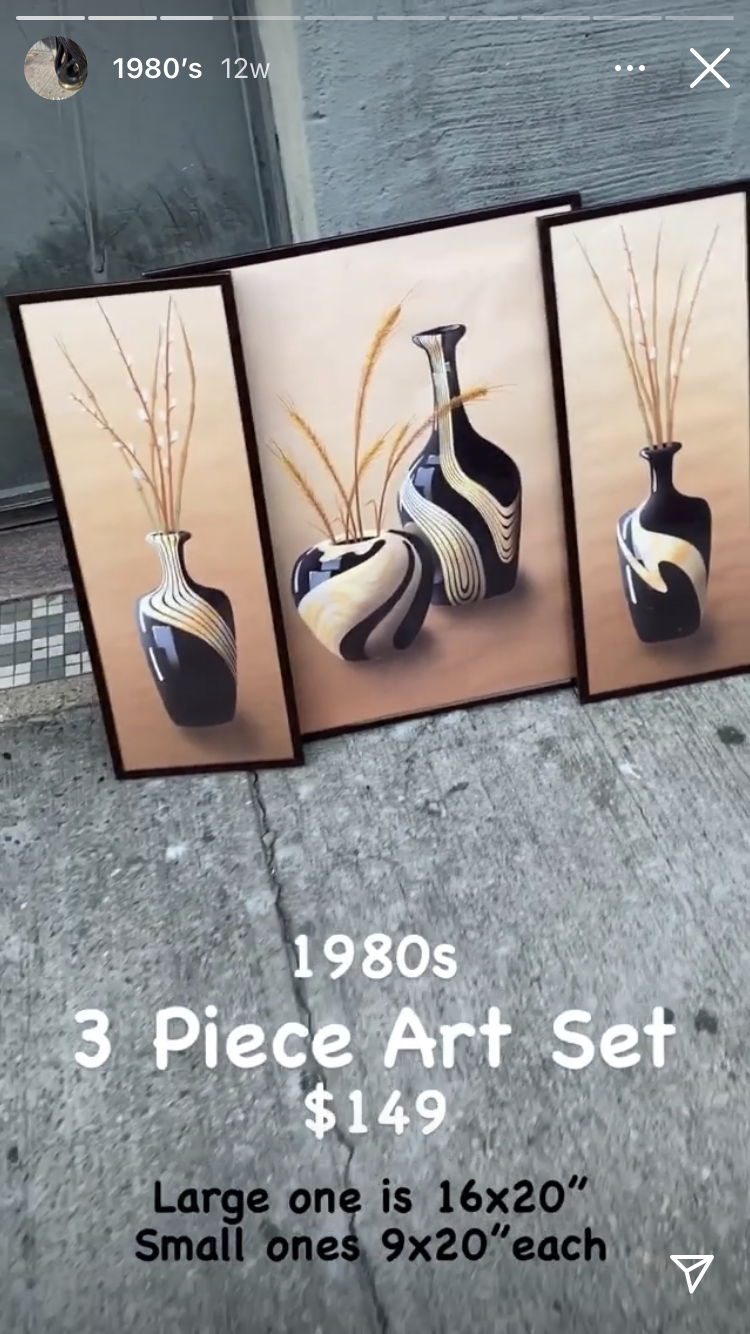 Triptych Vase Art  1980s