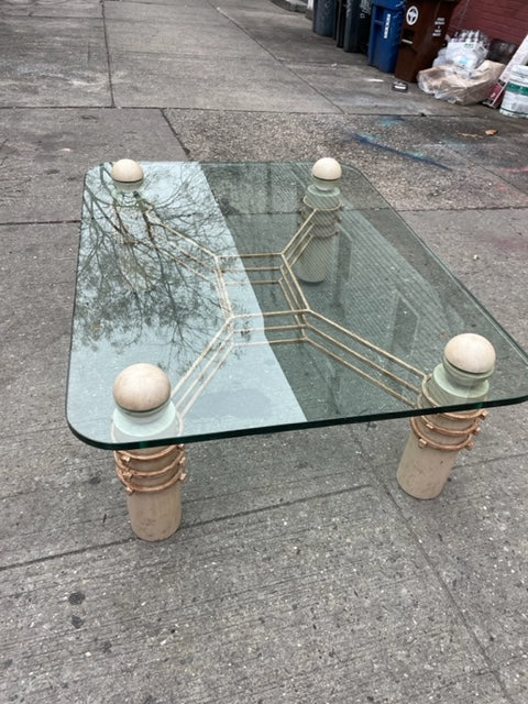 Diego Giacometti Style Glass and Metal Coffee Table