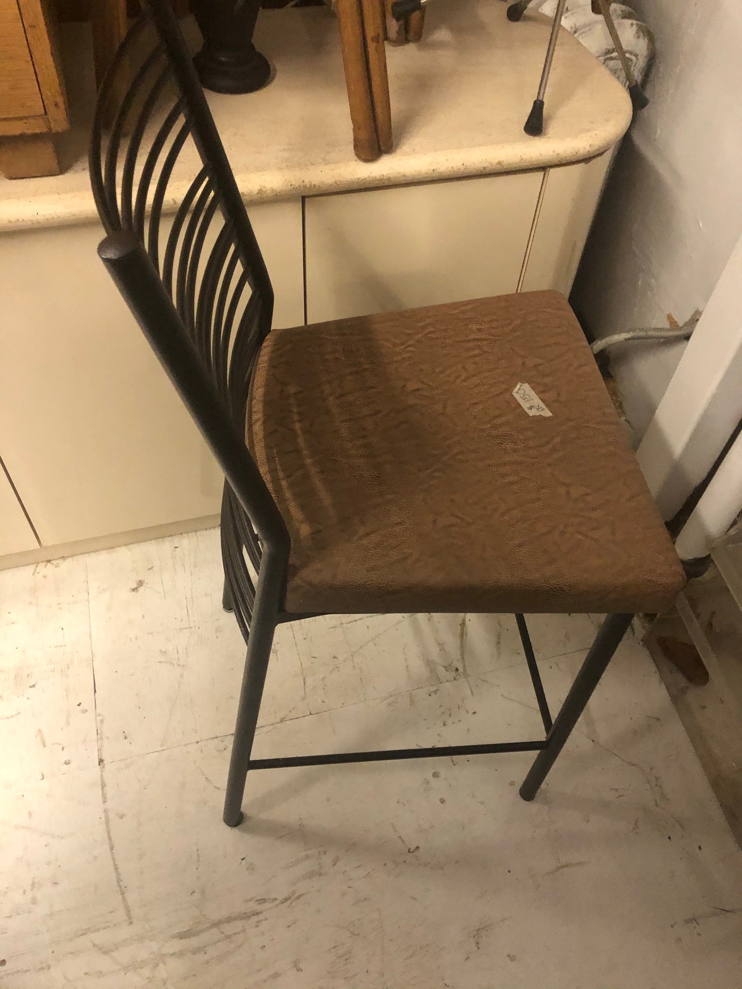 Pairs of Bar Height Metal High Back Stools