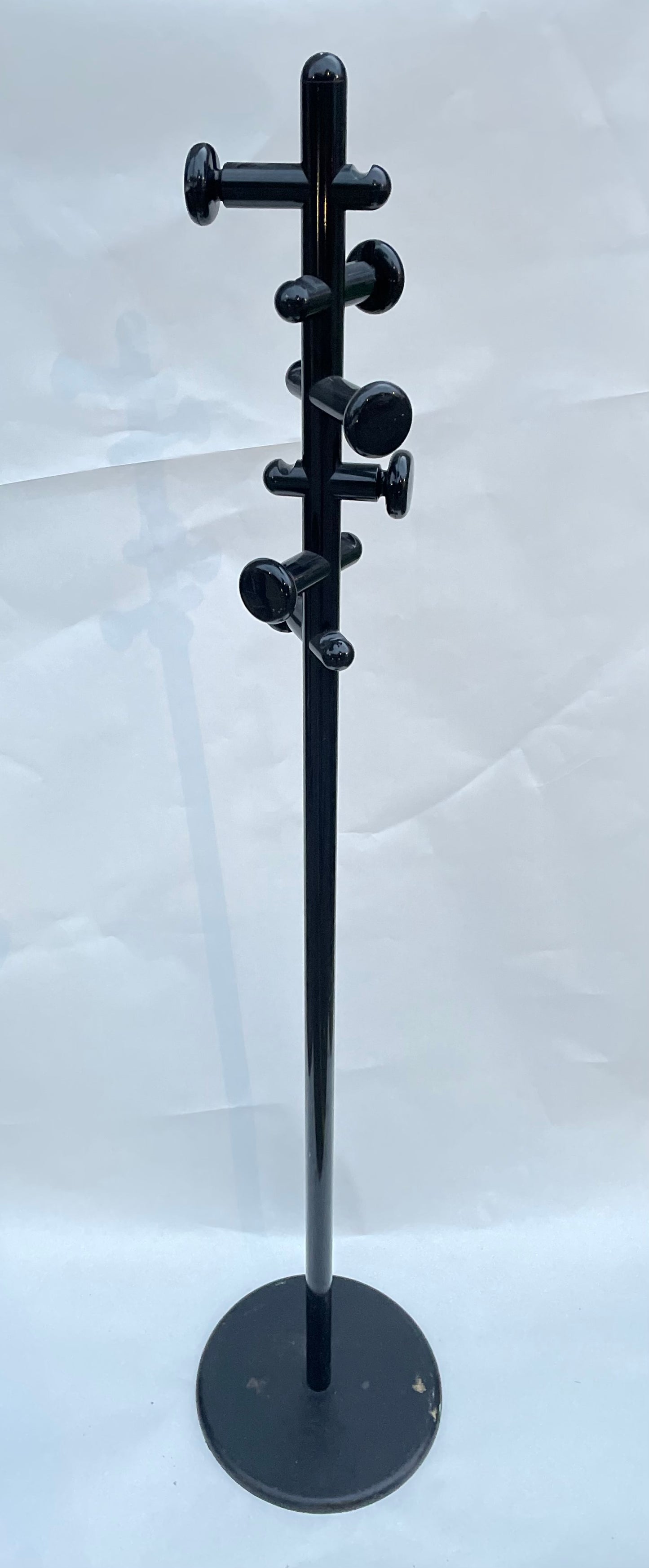 Vintage Kartell Style Post Modern Space Age Atomic Black Plastic Coat Rack