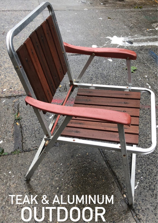 Teak and Aluminum Outdoor Folding Chairs