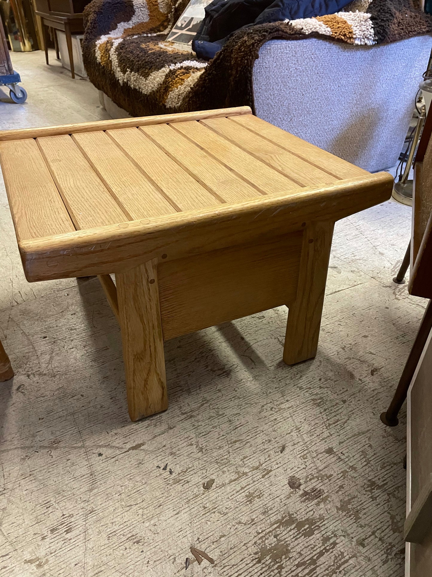 Solid Wood Mid Century Platform Style Side Table