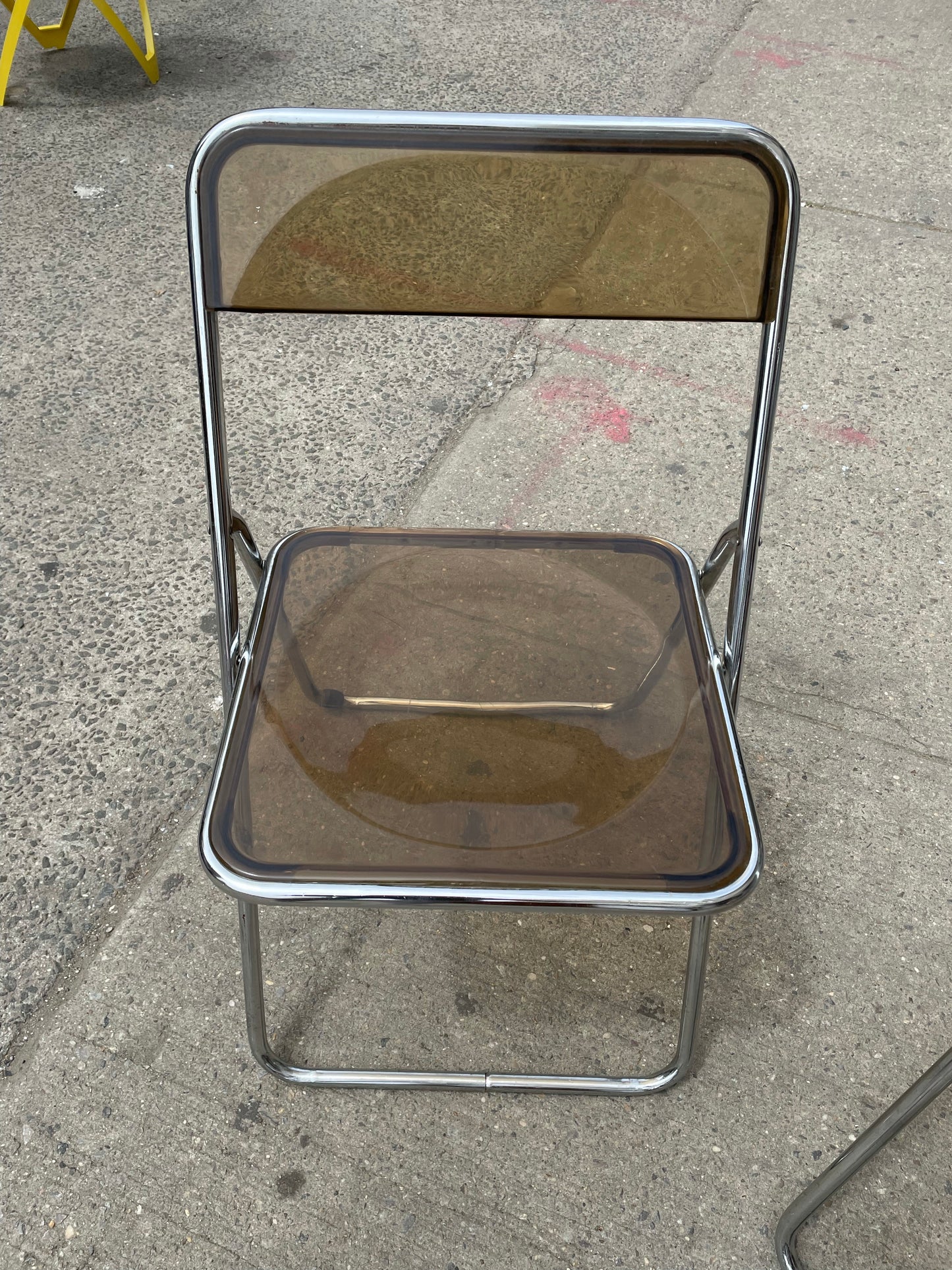 Pair of Smoked Lucite Folding Chairs