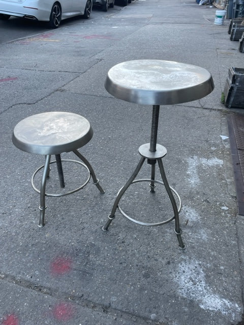 Pair of Adjustable Metal Industrial Studio Stools