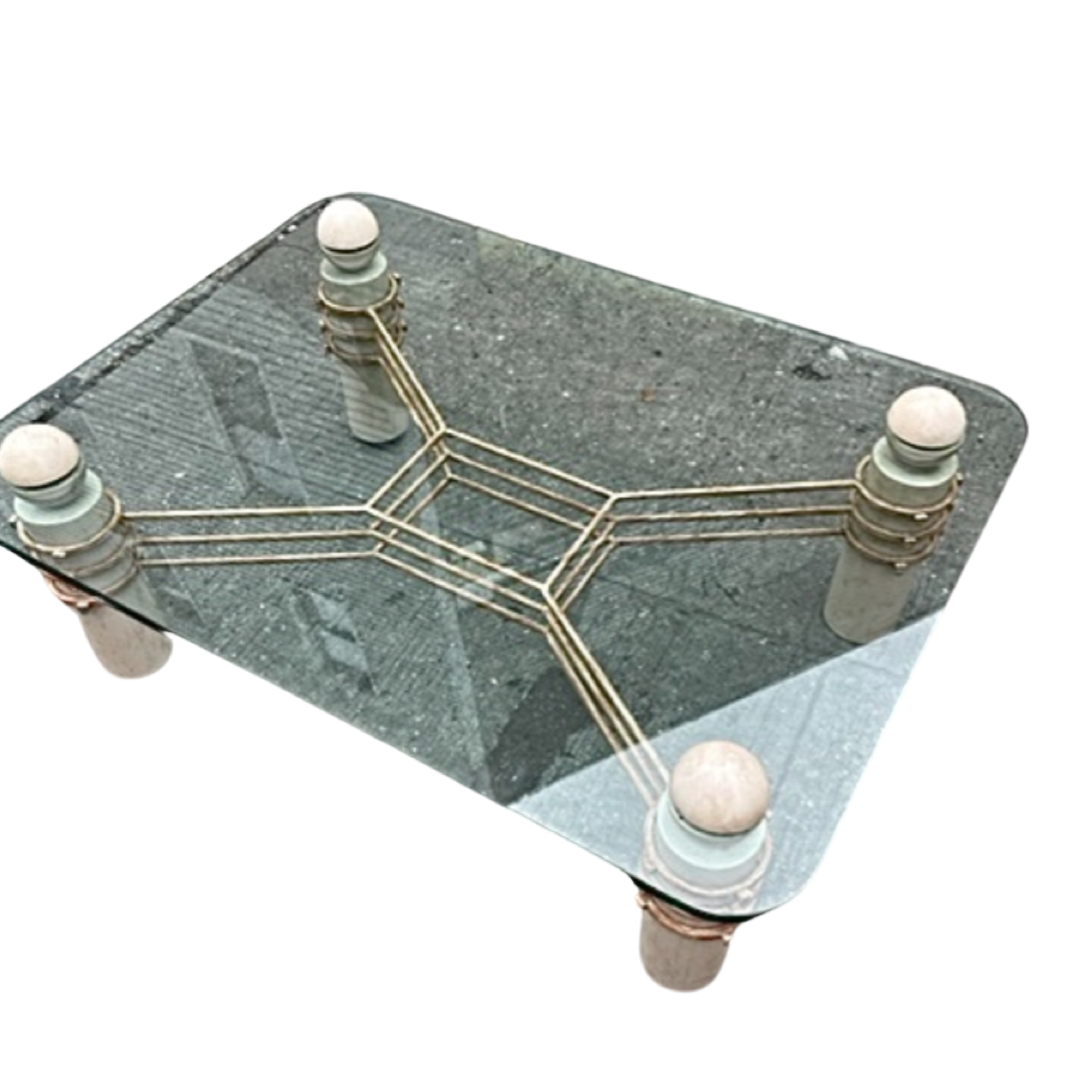 Diego Giacometti Style Glass and Metal Coffee Table