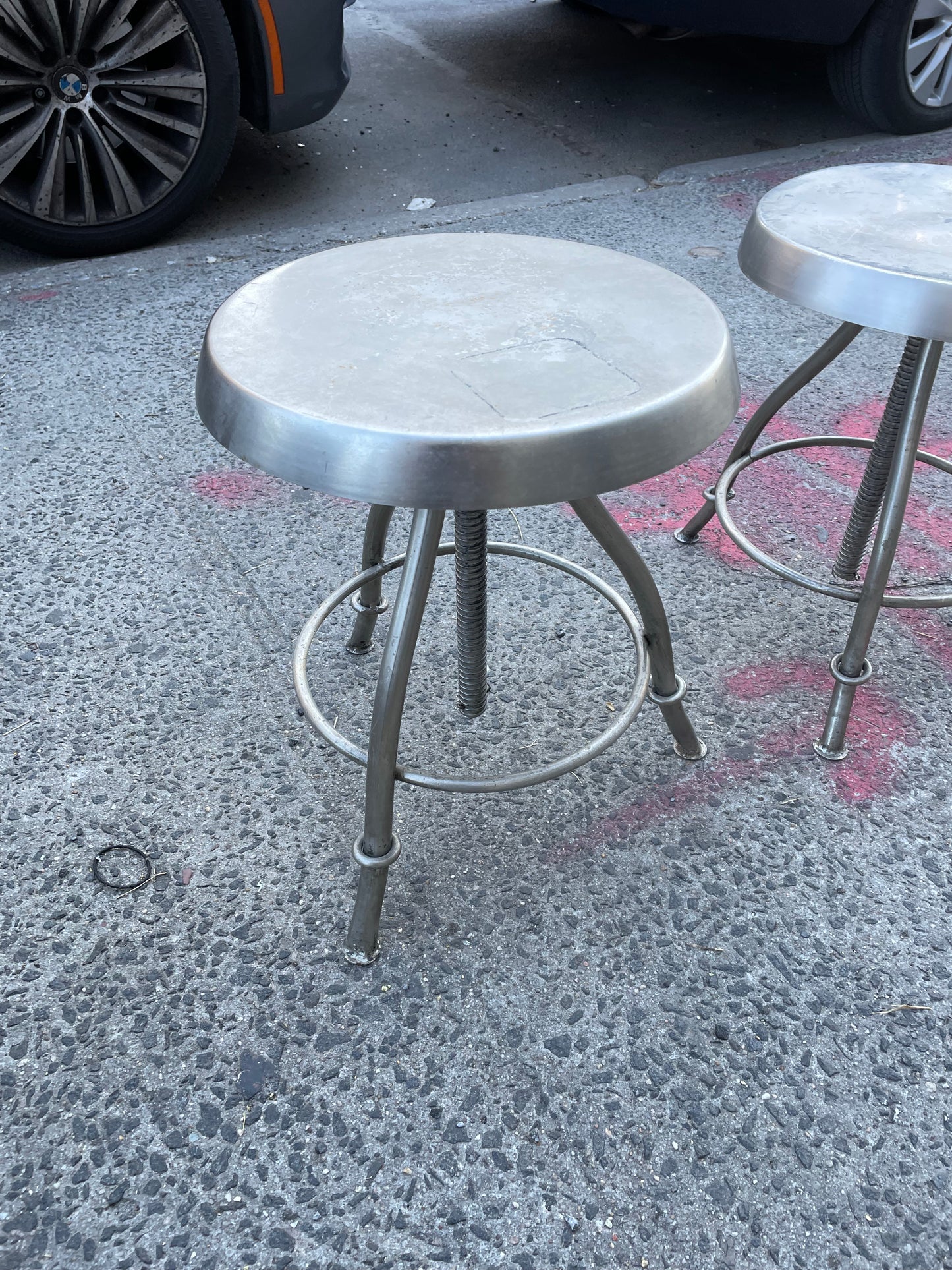 Pair of Adjustable Metal Industrial Studio Stools