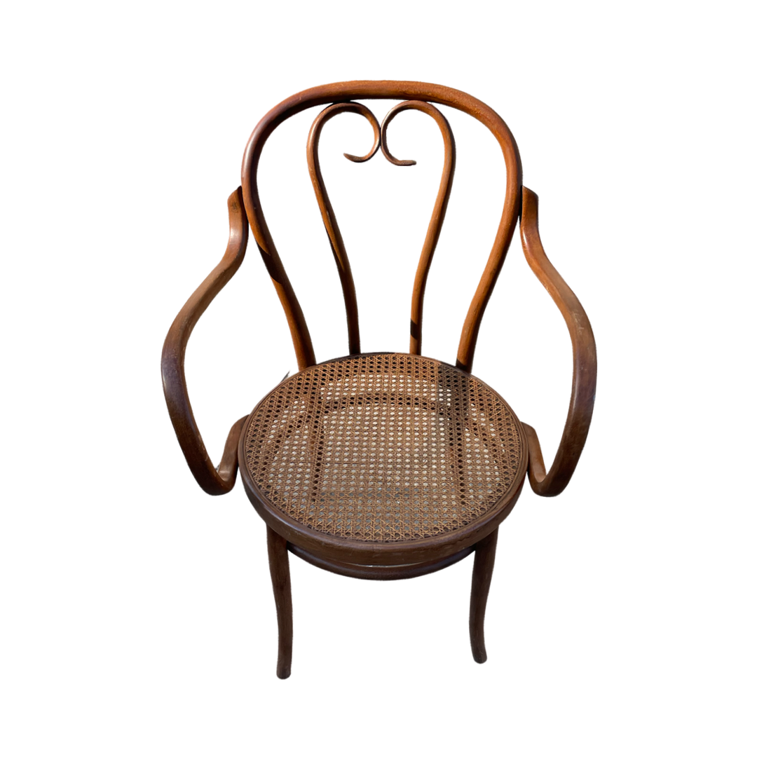 Thonet Bentwood Sweetheart Cane Chairs With Arms  (Priced Individually)