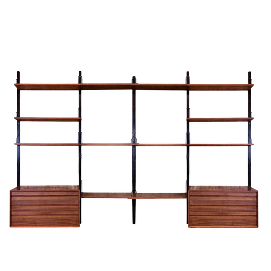 Teak Wall Cato Systems by Poul Cadovius for Royal System, Denmark, 1950s (Includes 4 Bays)