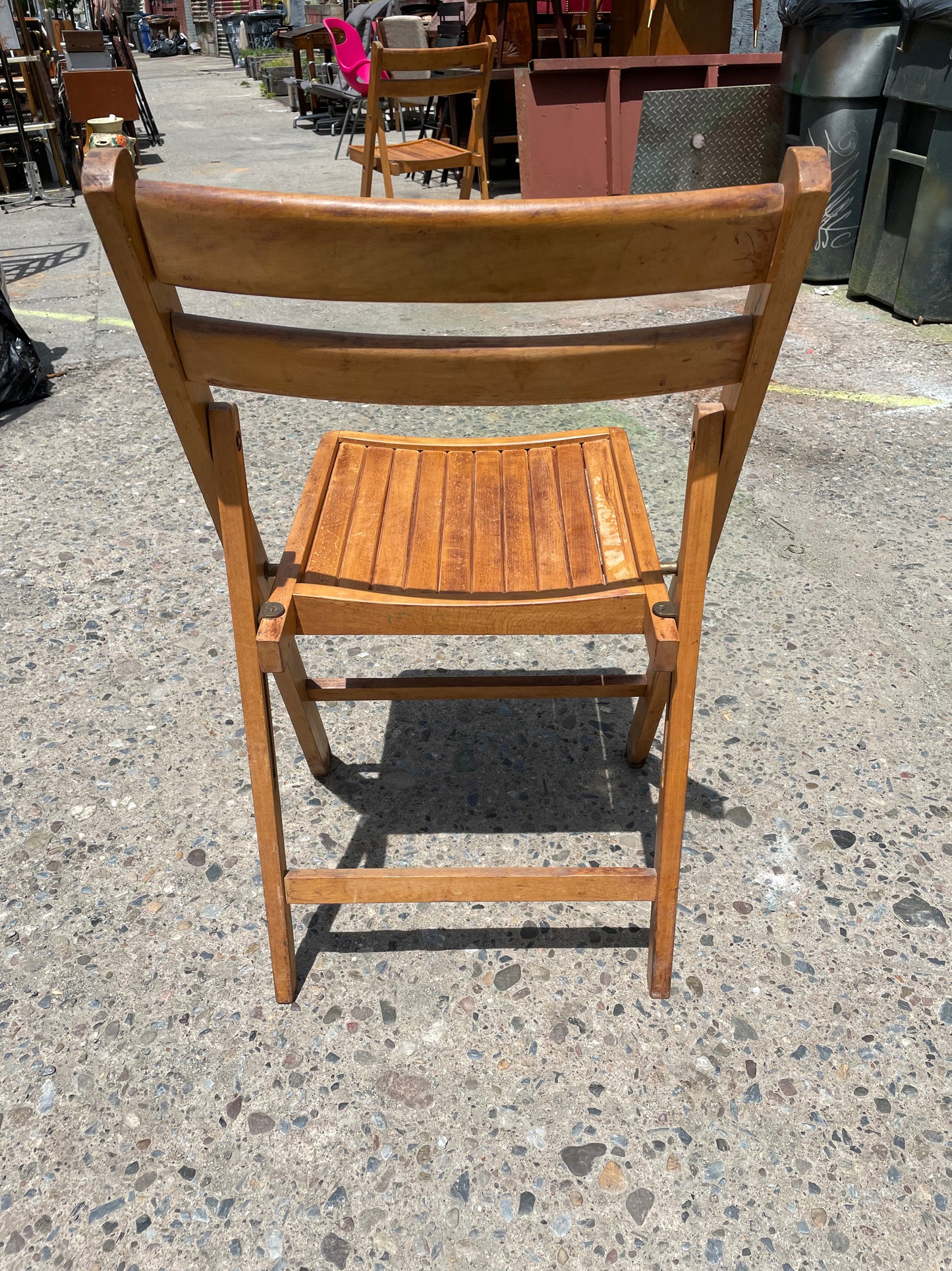 Medium Dark Wood Slatted Dining Chairs (Priced Individually)